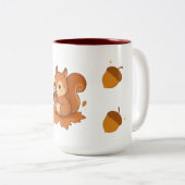 Niedliches Eichhörnchen mit Herbstblättern Zweifarbige Tasse (VorderseiteRechts)