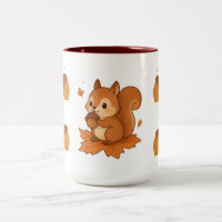Niedliches Eichhörnchen mit Herbstblättern