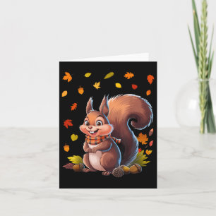 Niedliches Eichhörnchen mit Herbstlauben Herbstier Karte