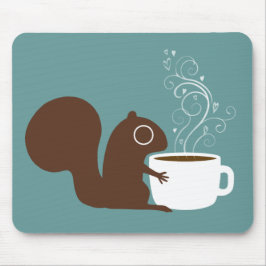 Niedliches Eichhörnchen mit Kaffee | Whimsistische Mousepad