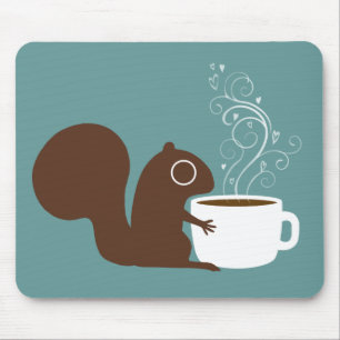 Niedliches Eichhörnchen mit Kaffee Whimsistische Mousepad