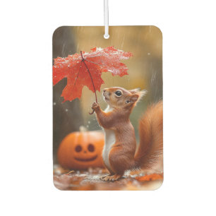 Niedliches Eichhörnchen mit Leaf-Regenschirm - Her Autolufterfrischer