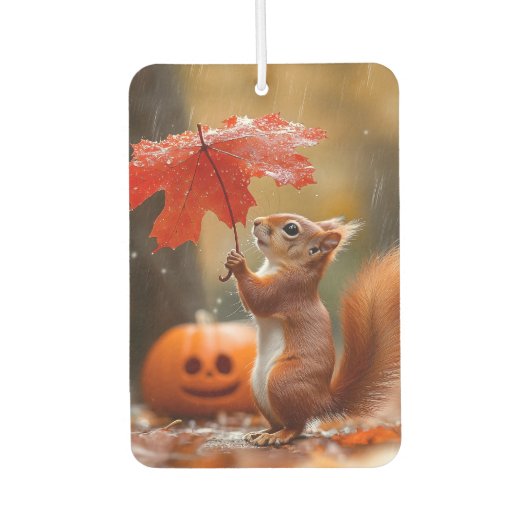 Niedliches Eichhörnchen mit Leaf-Regenschirm - Her Autolufterfrischer (Vorderseite)