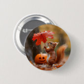 Niedliches Eichhörnchen mit Leaf-Regenschirm - Her Button (Vorne & Hinten)