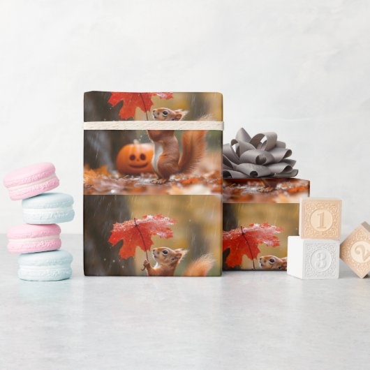 Niedliches Eichhörnchen mit Leaf-Regenschirm - Her Geschenkpapier (Babyparty)
