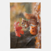 Niedliches Eichhörnchen mit Leaf-Regenschirm - Her Geschirrtuch (Vertikal)