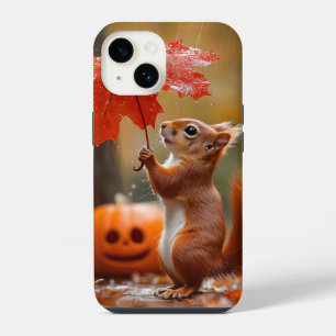Niedliches Eichhörnchen mit Leaf-Regenschirm - Her iPhone 14 Hülle