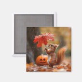 Niedliches Eichhörnchen mit Leaf-Regenschirm - Her Magnet (Vorderseite/Rückseite)