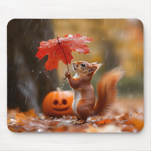Niedliches Eichhörnchen mit Leaf-Regenschirm - Her Mousepad (Vorne)