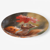 Niedliches Eichhörnchen mit Leaf-Regenschirm - Her Pappteller (Schrägansicht)