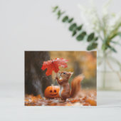 Niedliches Eichhörnchen mit Leaf-Regenschirm - Her Postkarte (Stehend Vorderseite)