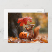 Niedliches Eichhörnchen mit Leaf-Regenschirm - Her Postkarte (Vorne/Hinten)