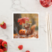 Niedliches Eichhörnchen mit Leaf-Regenschirm - Her Serviette (Beispiel)