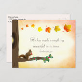 Niedliches Eichhörnchen mit Mistletoe und Herbstla Postkarte (Vorne/Hinten)