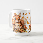 Niedliches Eichhörnchen mit Pilzen - Herbstwild Kaffeetasse (Vorderseite Links)