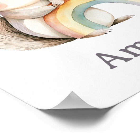 Niedliches Eichhörnchen mit Regenbogen Modernes Ki Poster (Ecke)