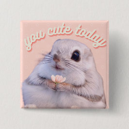 Niedliches Eichhörnchen mit rosa Blume Button