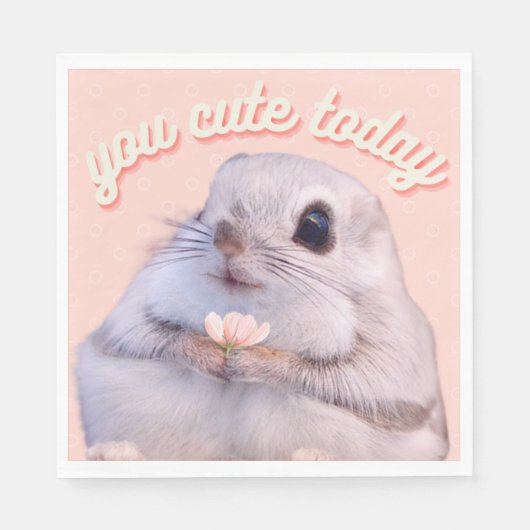 Niedliches Eichhörnchen mit rosa Blume Papier Napk Serviette (Vorderseite)