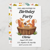Niedliches Eichhörnchen Nudeln Geburtstagsfeier Einladung (Vorne/Hinten)