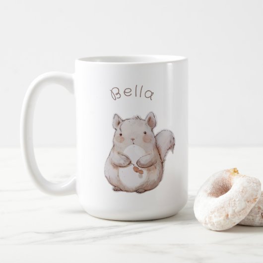 Niedliches Eichhörnchen, personalisierter Babykaro Kaffeetasse (Mit Donut)