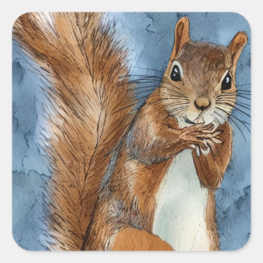 Niedliches Eichhörnchen Quadratischer Aufkleber (Vorderseite)