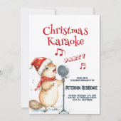 Niedliches Eichhörnchen Singen Weihnachten Karaoke Einladung (Vorderseite)