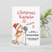 Niedliches Eichhörnchen Singen Weihnachten Karaoke Einladung (Stehend Vorderseite)