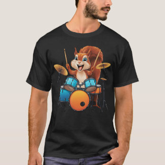 Niedliches Eichhörnchen spielt Schlagzeug Eichhörn T-Shirt