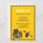 Niedliches Eichhörnchen und Eichenfrüchte Geburtst Einladung (Vorderseite)