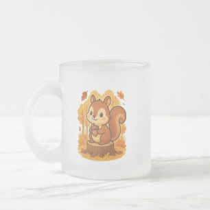 Niedliches Eichhörnchen und Laptop-Kaffee-Tasse Mattglastasse