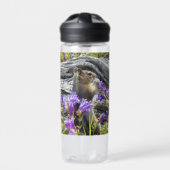 Niedliches Eichhörnchen und Wildblumen Natur Foto Trinkflasche (Vorderseite)