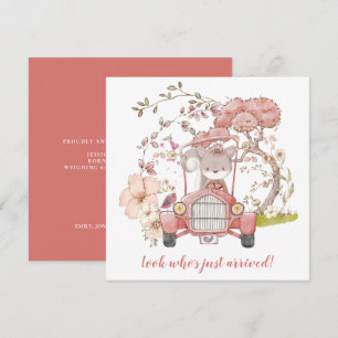 Niedliches Eichhörnchen Vintage Car Girl Geburtser