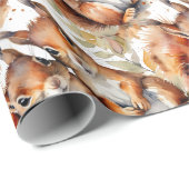 Niedliches Eichhörnchen Wasserfarbe Tierwelt Natur Geschenkpapier (Rolleneckpunkt)