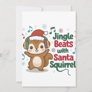 Niedliches Eichhörnchen Weihnachtsmannmütze und Ko Feiertagskarte