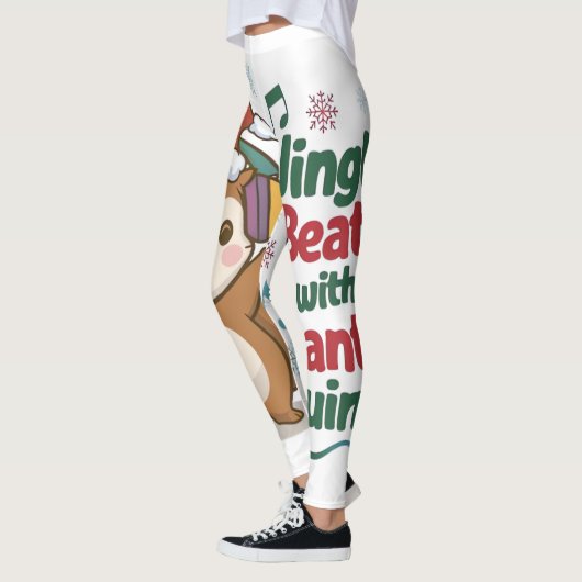 Niedliches Eichhörnchen Weihnachtsmannmütze und Ko Leggings (Links)