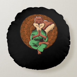 Niedliches Eichhörnchen Zen Yoga Meditation Tier B Rundes Kissen