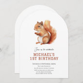 Niedliches Eichhörnchenwälder - Einladung zum Gebu (Vorne/Hinten)