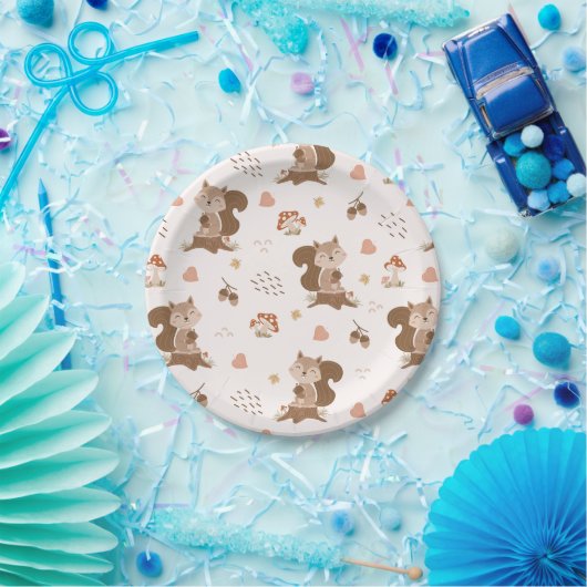 Niedliches Eichhörnchenwaldmuster Pappteller (Party)