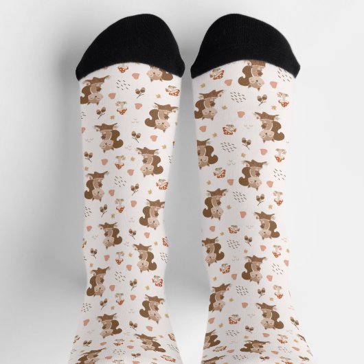 Niedliches Eichhörnchenwaldmuster Socken (Oben)