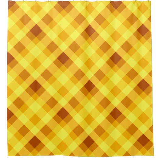 Niedliches Eigelb Gelbe Karierte Duschvorhang (Vorderseite)