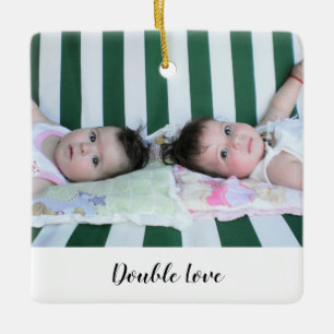 Niedliches Ein Foto Twins Doppelte Liebe Keramikornament