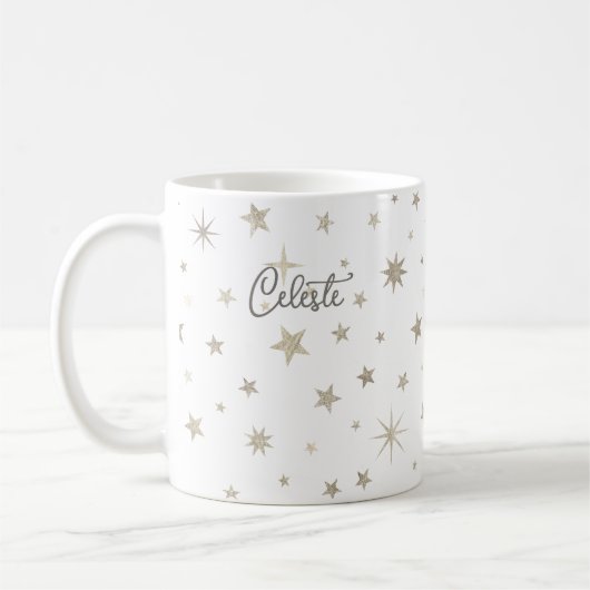 Niedliches Einfach Geschlecht Neutral White Silver Kaffeetasse (Links)