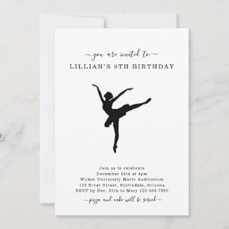 Niedliches einfaches Ballett Tanzen Geburtstagsfei Einladung