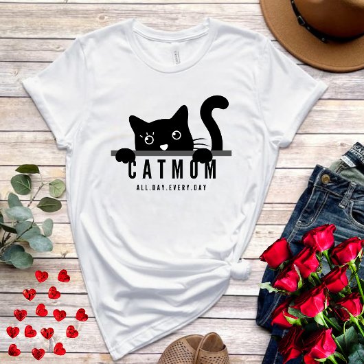 Niedliches einfaches Design Frauen schwarze Katze  T-Shirt