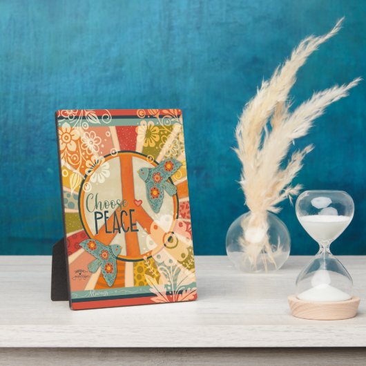 Niedliches, einfaches Friedensangebot Taumeln farb Fotoplatte (Seite)