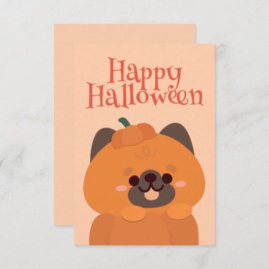 Niedliches Einfaches Halloween-Party Dankeskarte (Vorne/Hinten)