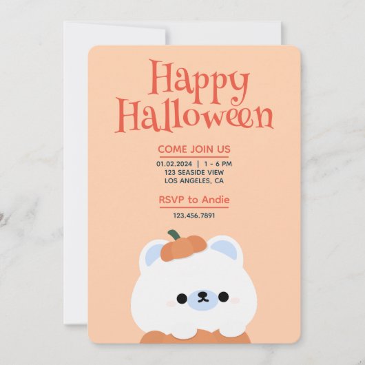 Niedliches Einfaches Halloween-Party Einladung (Vorderseite)