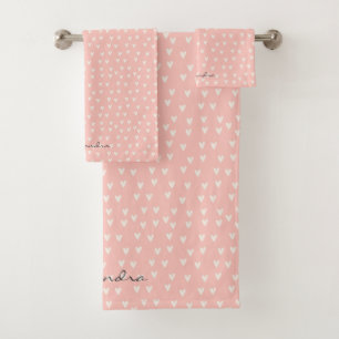 Niedliches einfaches Herzmuster Rosa Badhandtuch Set