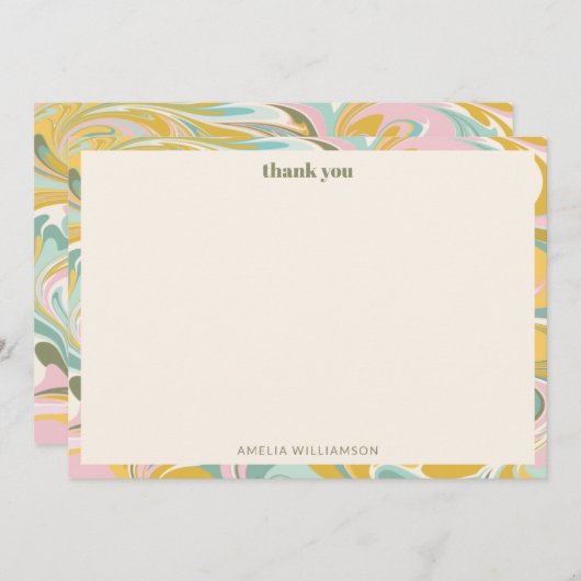 Niedliches Einfaches Pastell-Abstraktes Brautparty Dankeskarte (Vorne/Hinten)