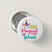 Niedliches Einhorn 100 magische Schultage Button (Vorne & Hinten)